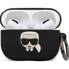 Coque AirPods Pro / Pro 2 - Karl Lagerfeld silicone soft touch avec logo 3D - Noir