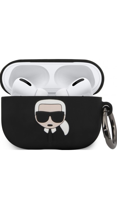 AirPods Pro / Pro 2 Case Hülle - Karl Lagerfeld Silikon Soft-Touch mit 3D-Logo - Schwarz