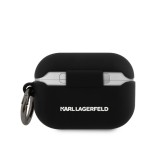 Coque AirPods Pro / Pro 2 - Karl Lagerfeld silicone soft touch avec logo 3D - Noir
