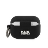 Coque AirPods Pro / Pro 2 - Karl Lagerfeld silicone soft touch avec logo 3D - Noir