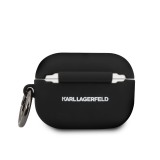Coque AirPods Pro / Pro 2 - Karl Lagerfeld silicone soft touch avec logo 3D - Noir