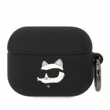 AirPods 3 Case Hülle - Karl Lagerfeld Soft-Touch-Silikon mit geprägtem Choupette-Kopf - Schwarz