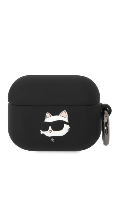 AirPods 3 Case Hülle - Karl Lagerfeld Soft-Touch-Silikon mit geprägtem Choupette-Kopf - Schwarz