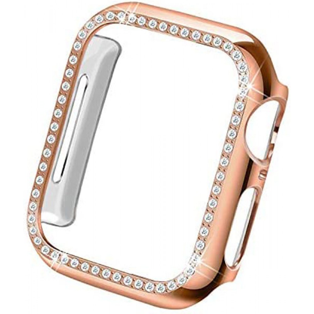 Hülle Apple Watch 44mm - Strass rosa - Gold