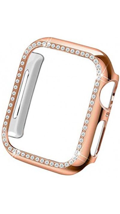 Hülle Apple Watch 42mm - Strass rosa - Gold