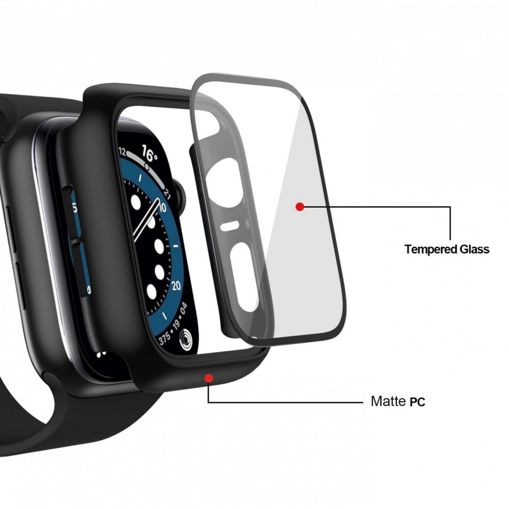  Apple Watch 44mm Case Hülle - Full Protect mit Schutzglas - - Silber