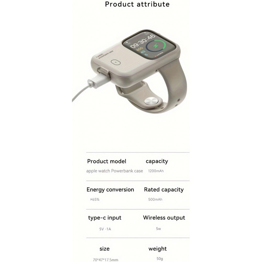 Apple Watch 44/45 mm Case Hülle - Power Bank Hülle kabelloses Laden mit Magnet (USB-C) Nutzung während des Ladevorgangs - Dunkelblau