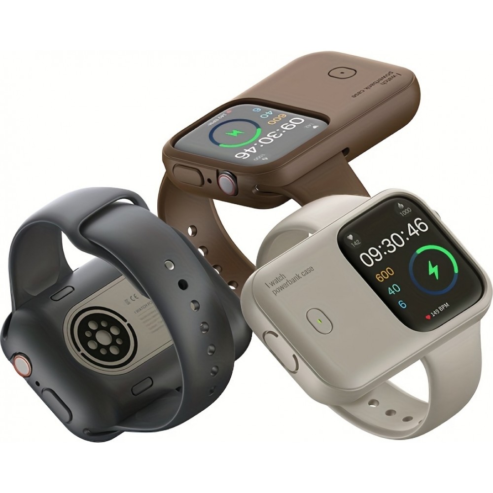 Apple Watch 44/45 mm Case Hülle - Power Bank Hülle kabelloses Laden mit Magnet (USB-C) Nutzung während des Ladevorgangs - Dunkelblau