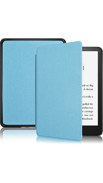 Coque Kindle Paperwhite 1 / 2 / 3 - Cuir synthétique hard-shell ultra fin et léger - Bleu clair