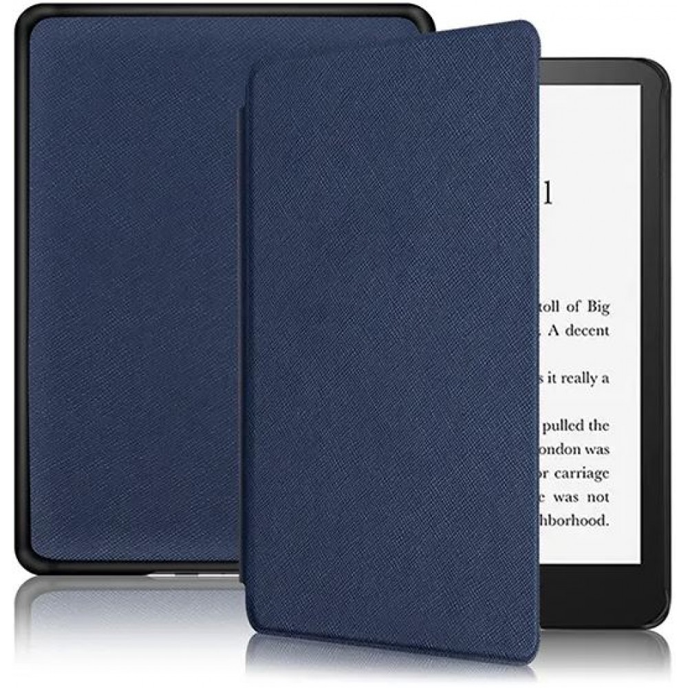 Coque Kindle Paperwhite 1 / 2 / 3 - Cuir synthétique hard-shell ultra fin et léger - Bleu foncé