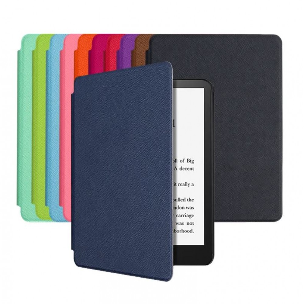 Coque Kindle Paperwhite 1 / 2 / 3 - Cuir synthétique hard-shell ultra fin et léger - Bleu foncé