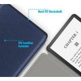 Coque Kindle Paperwhite 1 / 2 / 3 - Cuir synthétique hard-shell ultra fin et léger - Bleu foncé