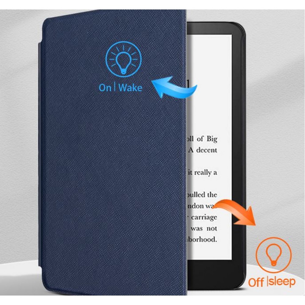 Coque Kindle Paperwhite 1 / 2 / 3 - Cuir synthétique hard-shell ultra fin et léger - Bleu foncé