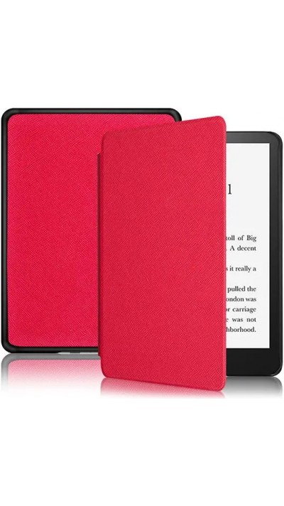 Coque Kindle Paperwhite 1 / 2 / 3 - Cuir synthétique hard-shell ultra fin et léger - Rouge