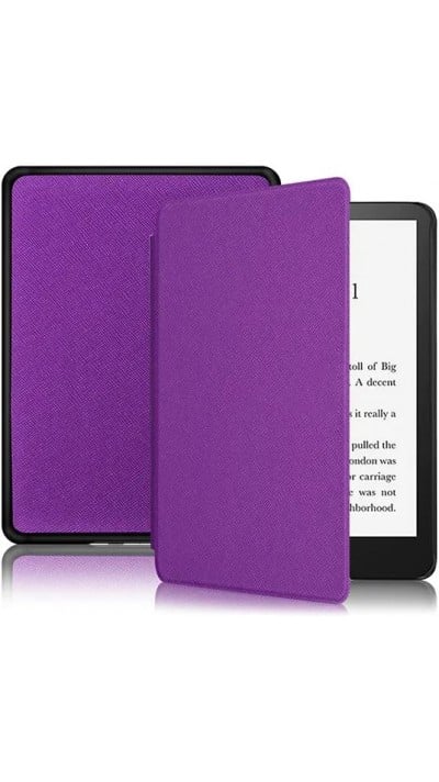 Coque Kindle Paperwhite 1 / 2 / 3 - Cuir synthétique hard-shell ultra fin et léger - Violet