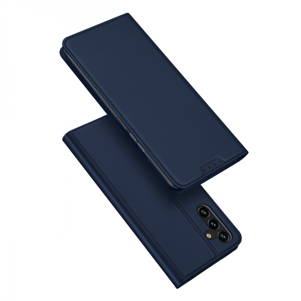Coque Samsung Galaxy A14 5G - Flip soft touch avec rabat aimanté et porte-carte intégré - Bleu