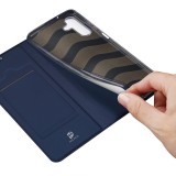 Galaxy A14 5G Case Hülle - Soft-Touch-Flip mit Magnetklappe und integriertem Kartenhalter - Blau