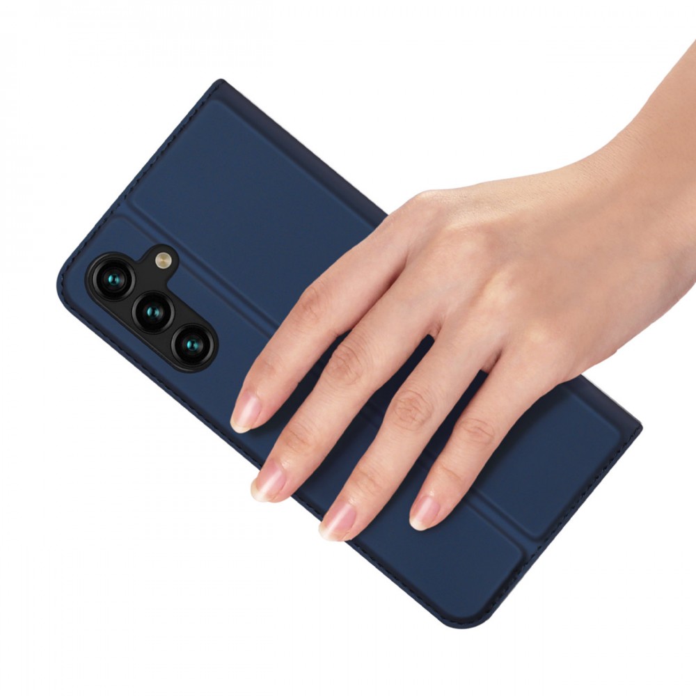 Coque Samsung Galaxy A14 5G - Flip soft touch avec rabat aimanté et porte-carte intégré - Bleu