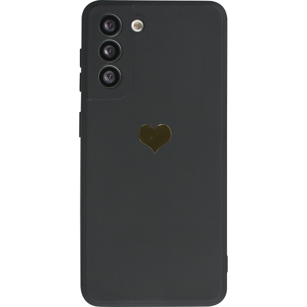 Coque Samsung Galaxy S20 FE - Silicone Mat Coeur doré - Noir