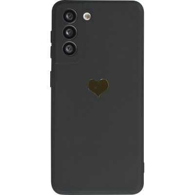 Samsung Galaxy S20 FE Case Hülle - Silikon Mat Herz gold - Schwarz
