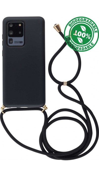 Hülle Samsung Galaxy S20 Ultra - Bio Eco-Friendly Vegan mit Handykette Necklace - Schwarz