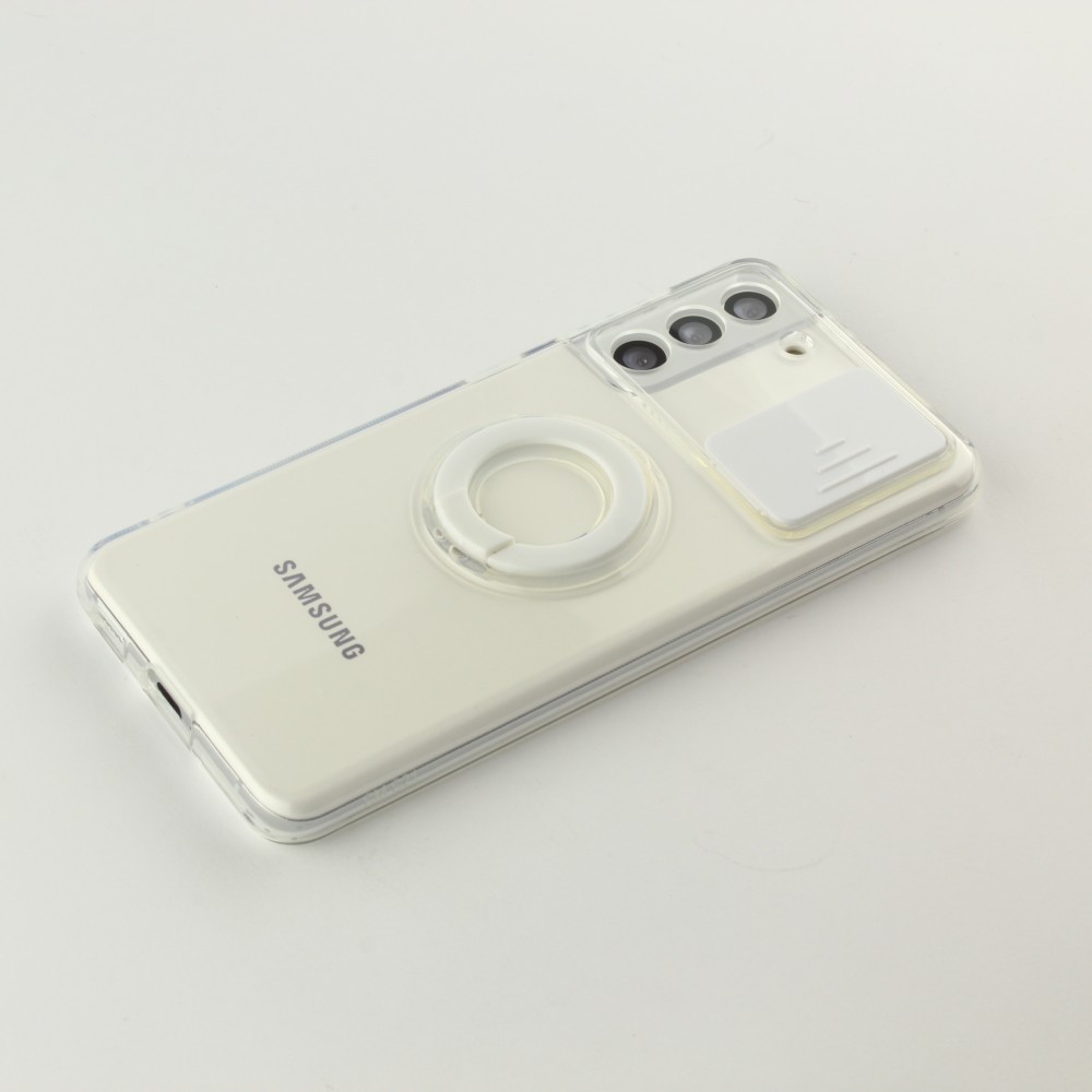 Hülle Samsung Galaxy S23+ - mit Kamera-Slider und Ring - Weiss