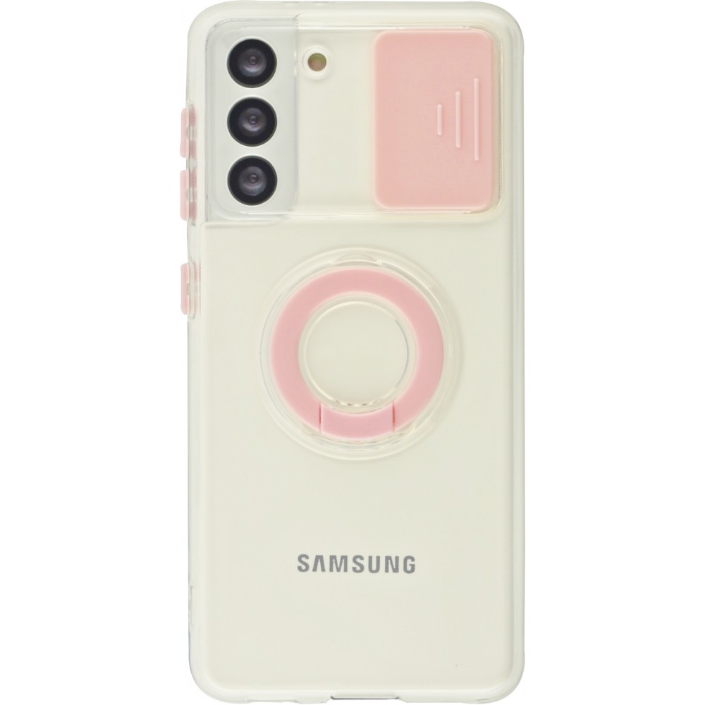 Hülle Samsung Galaxy S22 - mit Kamera-Slider und Ring - Rosa