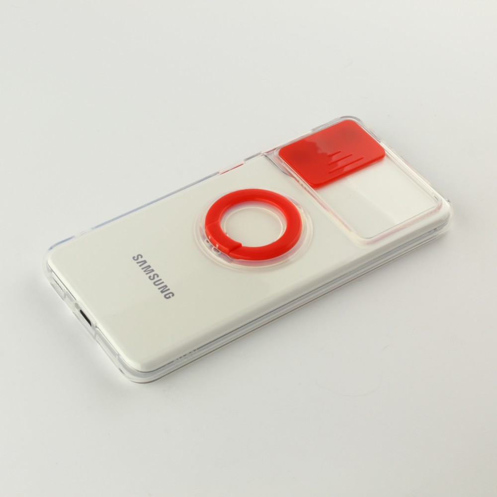 Coque Samsung Galaxy S21 FE 5G - Caméra clapet avec anneau - Rouge