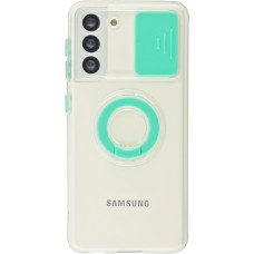 Hülle Samsung Galaxy S21 FE 5G - mit Kamera-Slider und Ring - Türkis