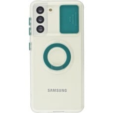 Coque Samsung Galaxy S22 - Caméra clapet avec anneau - Vert foncé