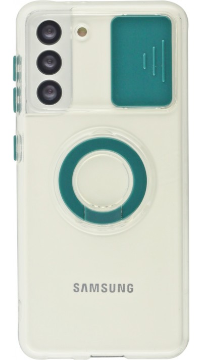 Coque Samsung Galaxy S22+ - Caméra clapet avec anneau - Vert foncé