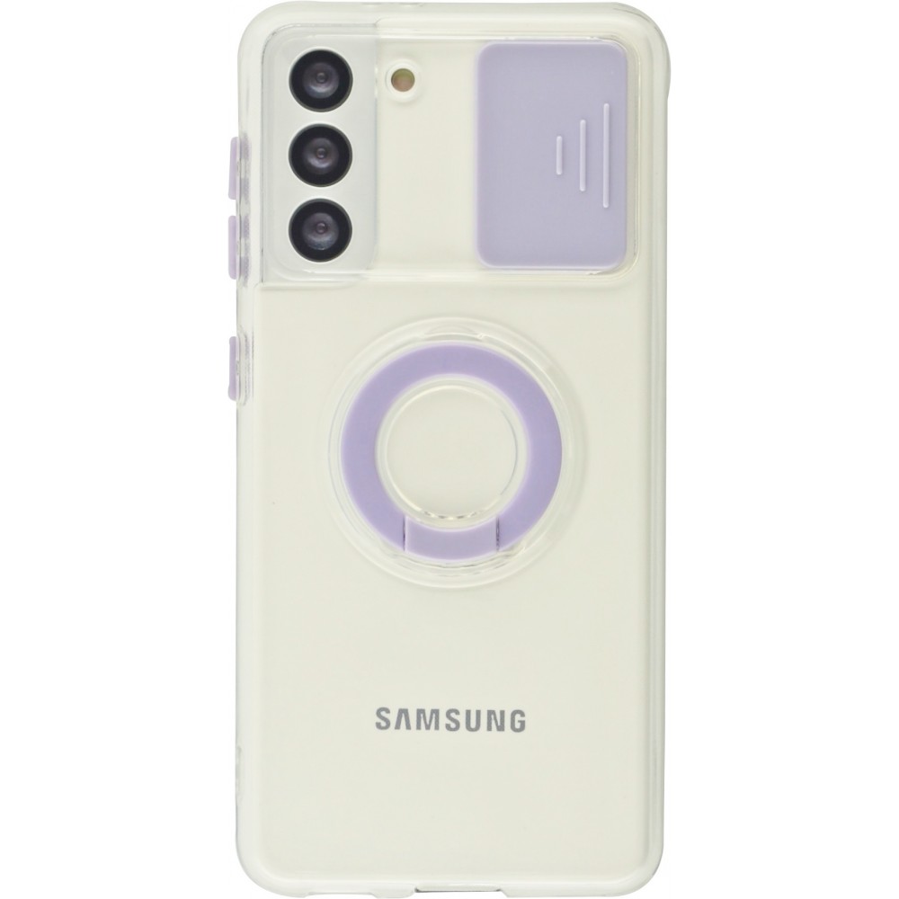 Coque Samsung Galaxy S21 FE 5G - Caméra clapet avec anneau - Violet