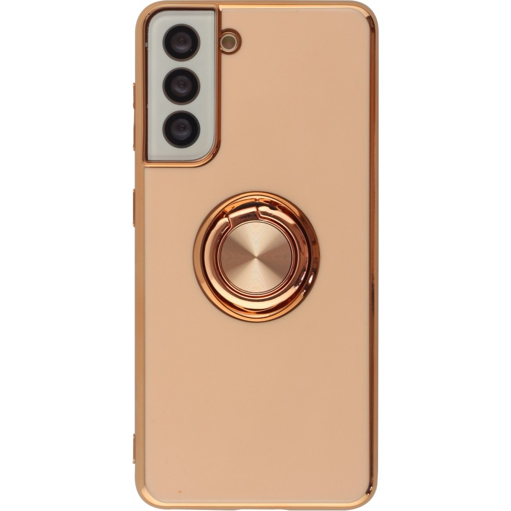 Hülle Samsung Galaxy S20 FE - Gummi Bronze mit Ring - Rosa