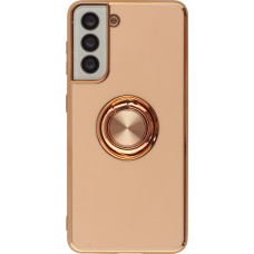 Coque Samsung Galaxy S24 - Gel Bronze avec anneau - Rose
