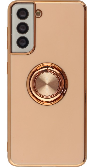 Coque Samsung Galaxy S24 - Gel Bronze avec anneau - Rose