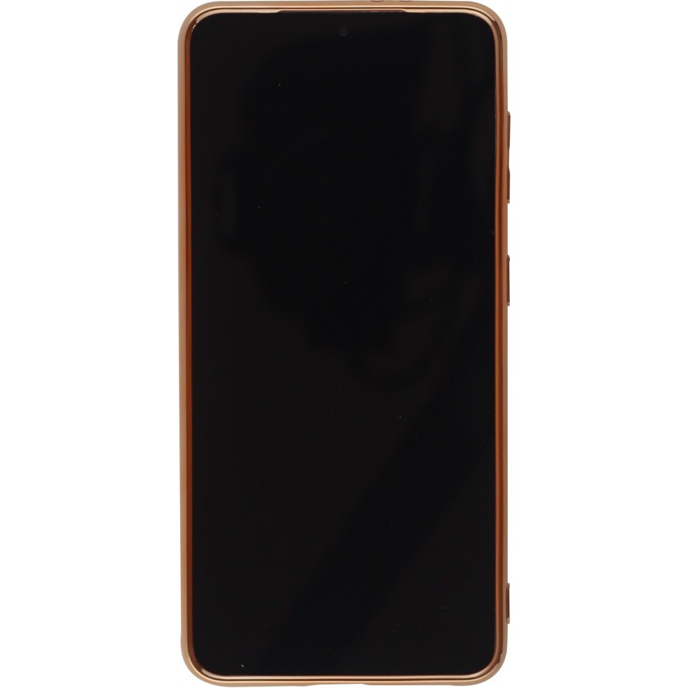 Coque Samsung Galaxy S21 5G - Gel Bronze avec anneau - Rose