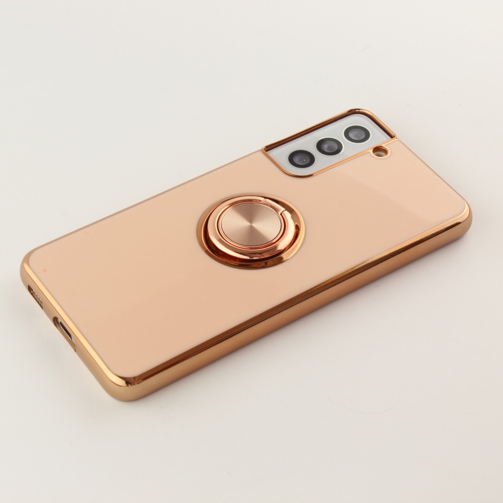 Hülle Samsung Galaxy S20 FE - Gummi Bronze mit Ring - Rosa