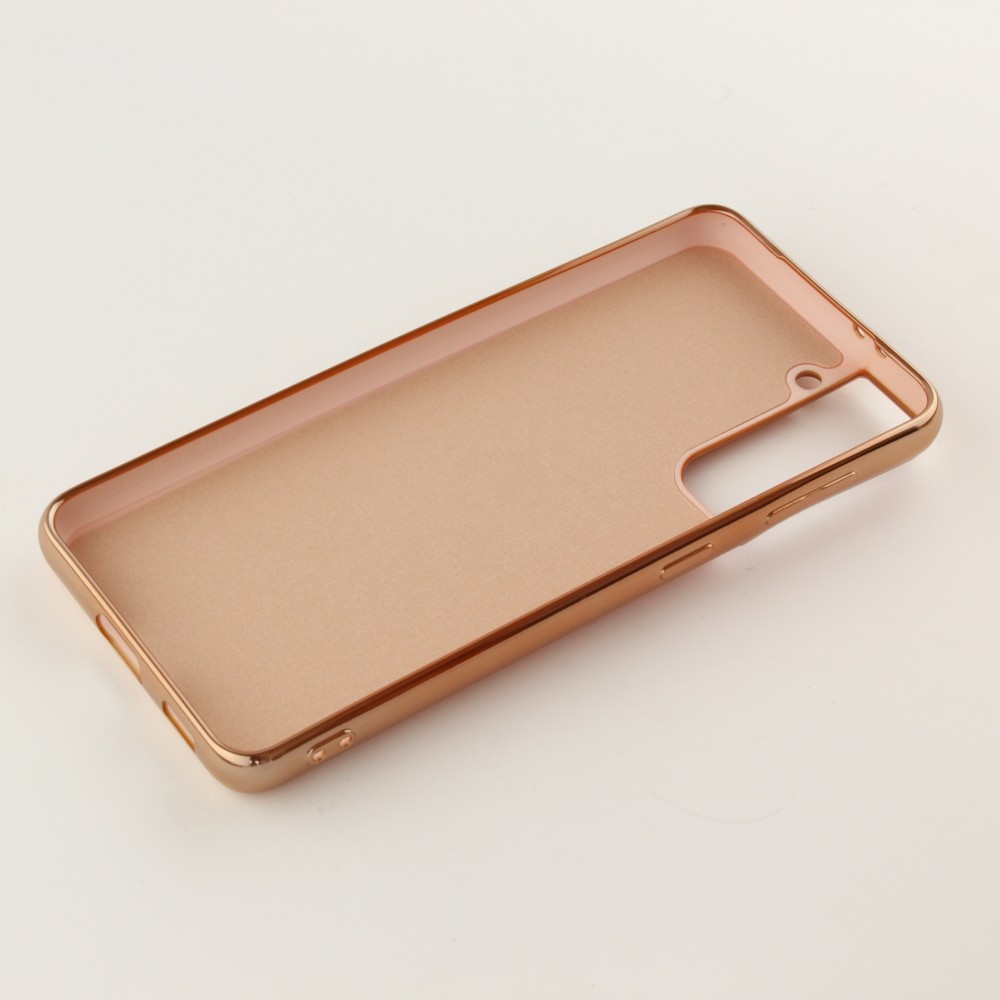 Hülle Samsung Galaxy S24 - Gummi Bronze mit Ring - Rosa