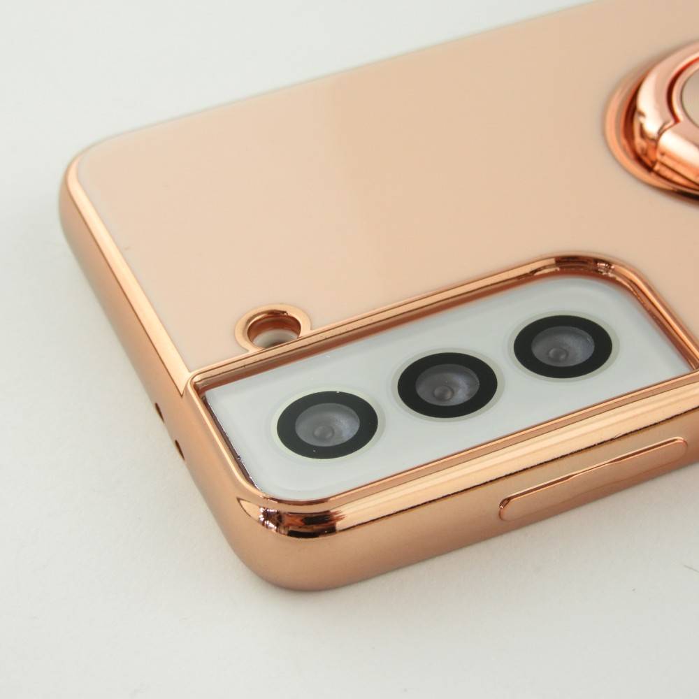 Hülle Samsung Galaxy S24 - Gummi Bronze mit Ring - Rosa