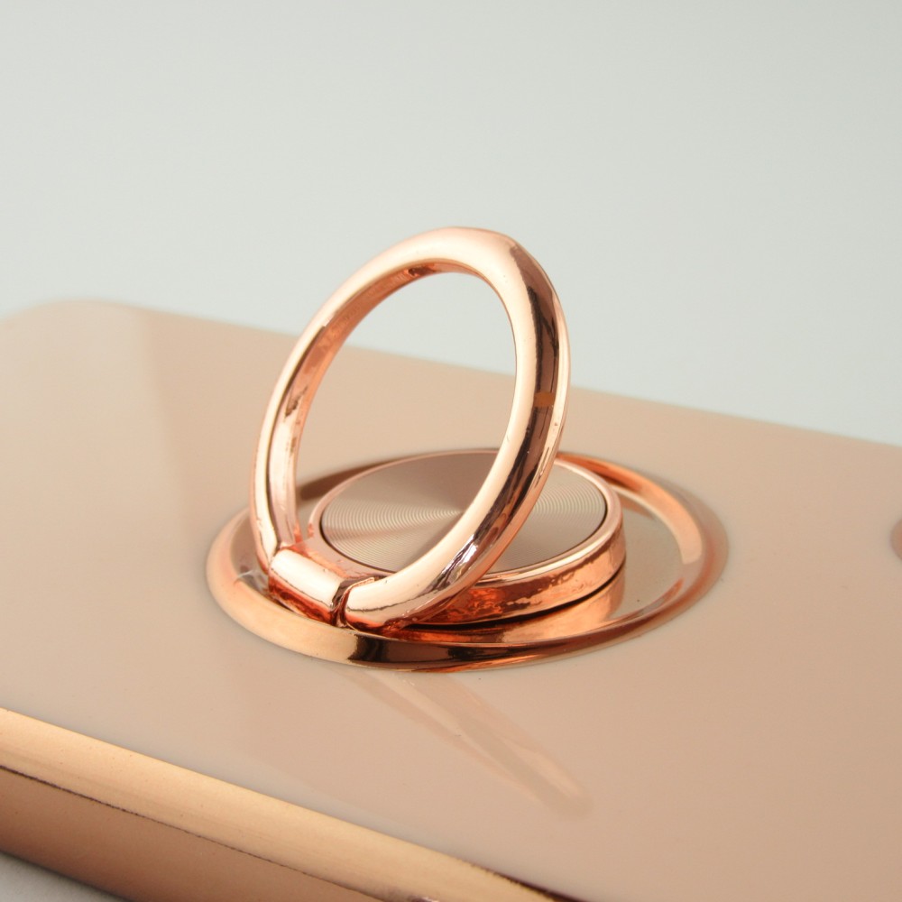 Hülle Samsung Galaxy S24 - Gummi Bronze mit Ring - Rosa