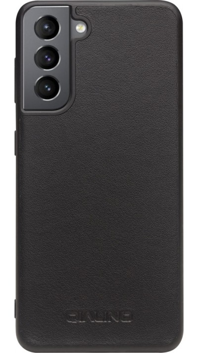 Coque Samsung Galaxy S21 5G - Qialino cuir véritable - Noir