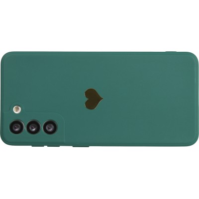 Coque Samsung Galaxy S21 5G - Silicone Mat Coeur doré - Vert foncé