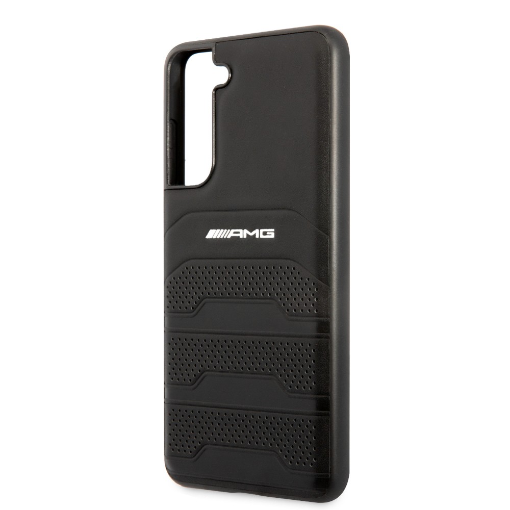 Coque Samsung Galaxy S21 FE 5G - AMG cuir véritable perforé - Noir