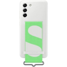 Coque Samsung Galaxy S21 FE 5G - Originale en silicone soft touch avec lanière en tissu intégrée - Blanc