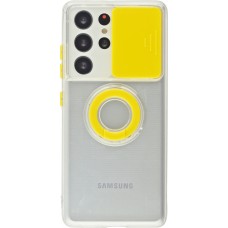 Hülle Samsung Galaxy S22 Ultra - mit Kamera-Slider und Ring - Gelb