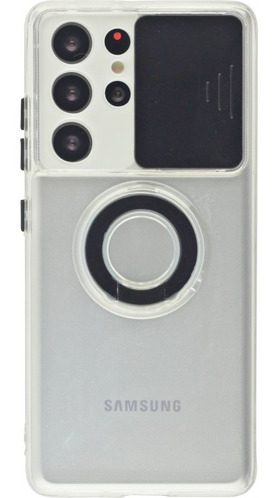 Coque Samsung Galaxy S22 Ultra - Caméra clapet avec anneau - Noir