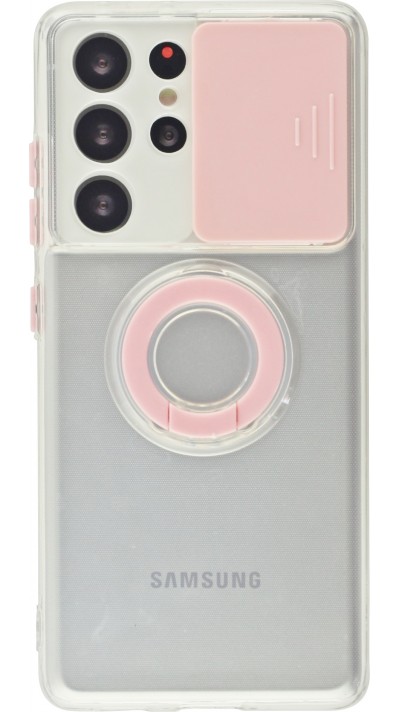 Hülle Samsung Galaxy S21 Ultra 5G - mit Kamera-Slider und Ring - Rosa