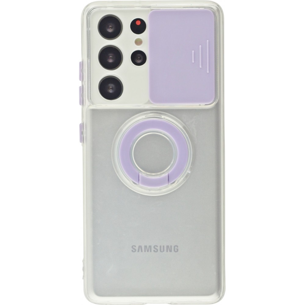 Hülle Samsung Galaxy S22 Ultra - mit Kamera-Slider und Ring - Violett
