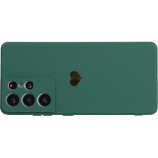 Coque Samsung Galaxy S22 Ultra - Silicone Mat Coeur doré - Vert foncé