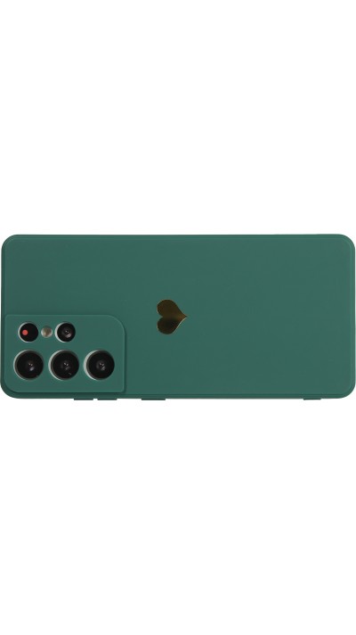 Coque Samsung Galaxy S22 Ultra - Silicone Mat Coeur doré - Vert foncé